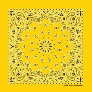 USA Made 100% Cotton Paisley Bandanas 22"X22" Yellow Adults, Kids, Dogs, Crafts